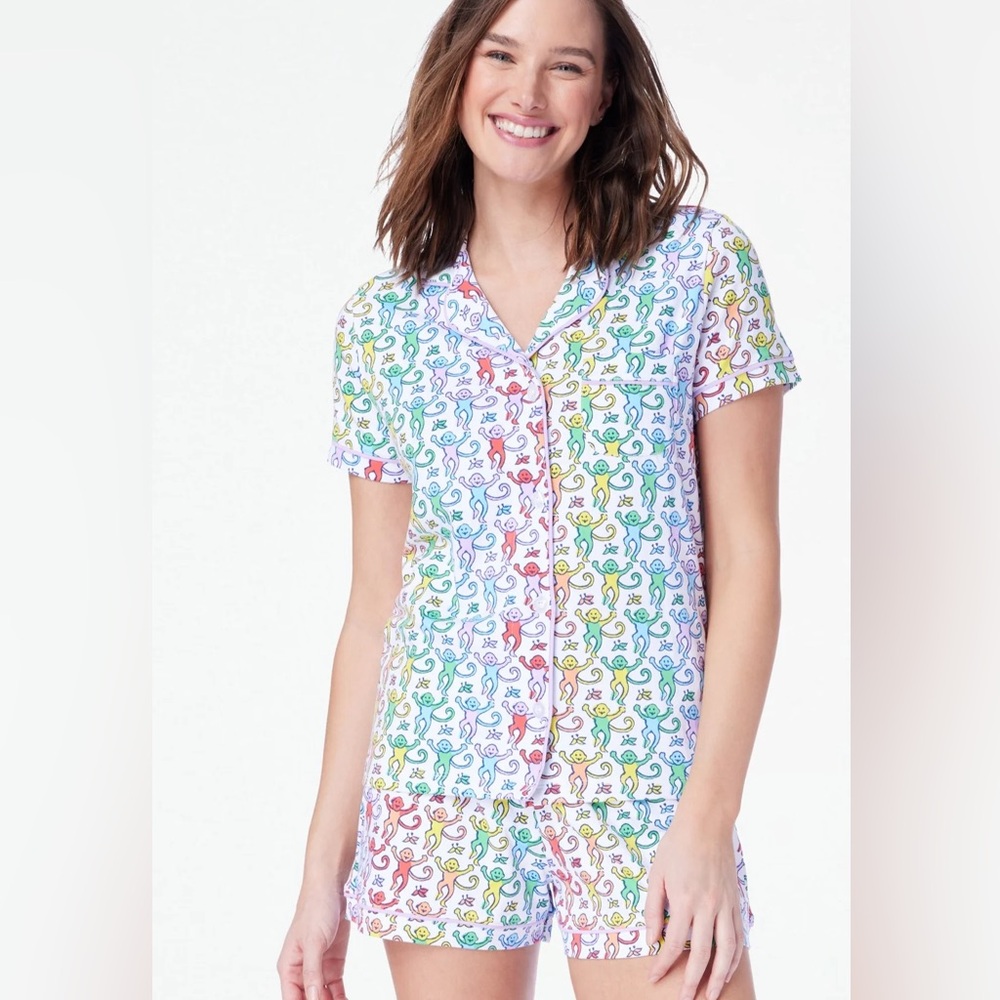 Roller Rabbit Disco Monkey Polo Pajamas - size small, Shorts and shirt.